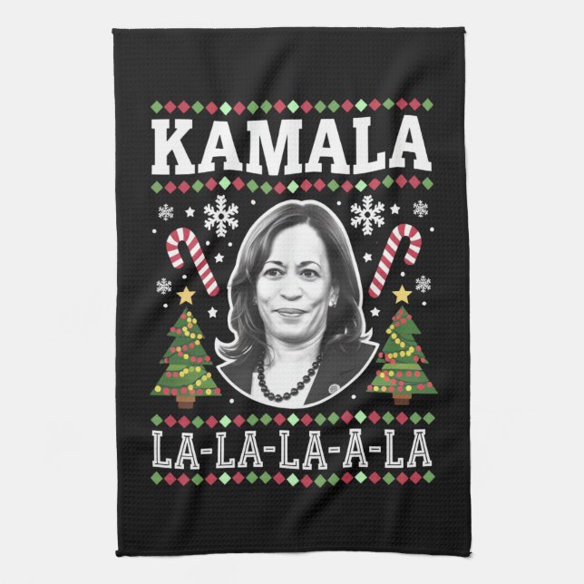 Kamala Harris 2024 Weihnachts-Comma La Xmas Geschirrtuch (Vertikal)