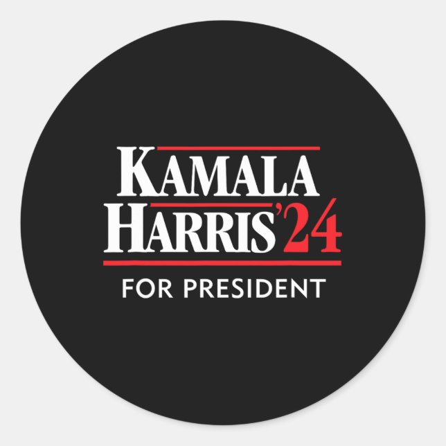 Kamala Harris 24 für den Präsidenten 2024 Runder Aufkleber (Vorderseite)