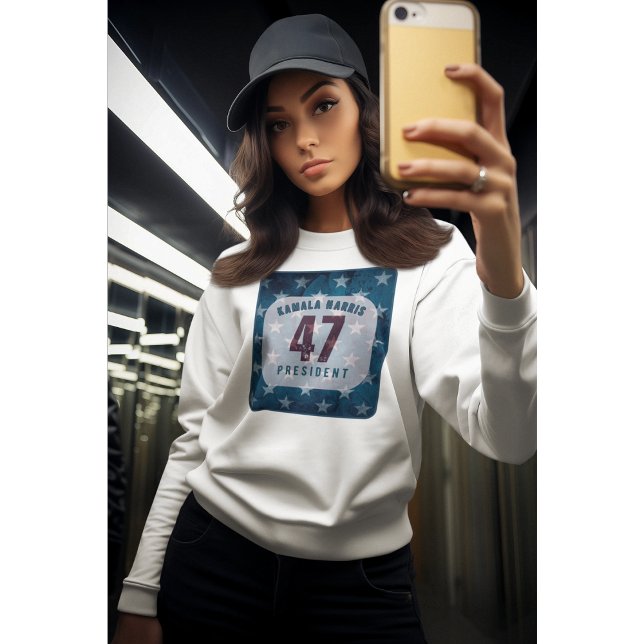 Kamala Harris 47 Präsident. Weiß Hoodie (Von Creator hochgeladen)
