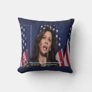 Kamala Harris & American Dream Zitat Wurfkissen Kissen