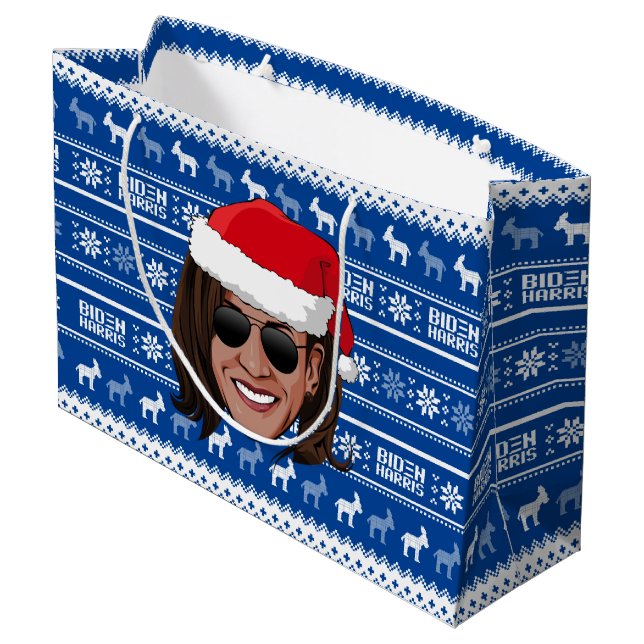 Kamala Harris Aviators Holiday Große Geschenktüte (Rückseite Schrägansicht)