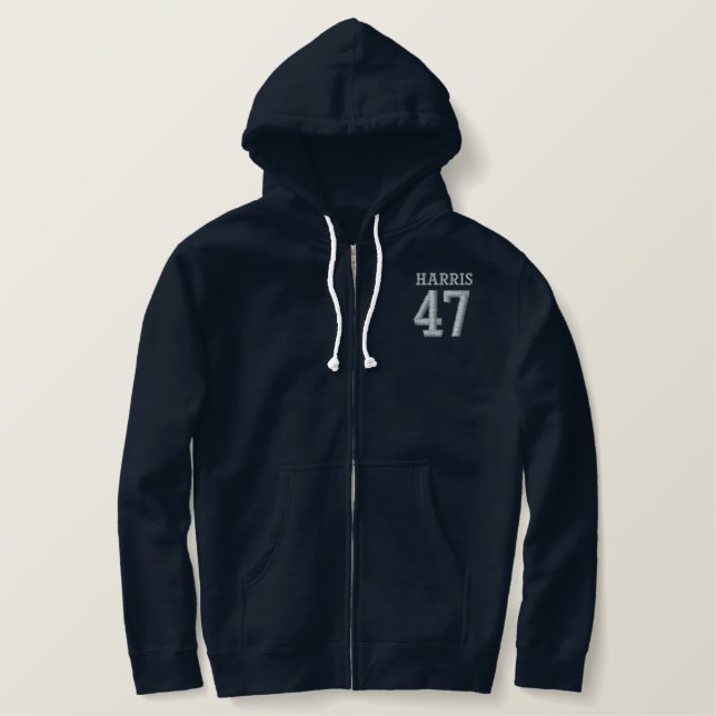Kamala Harris Bestickter Hoodie (Design vorne)
