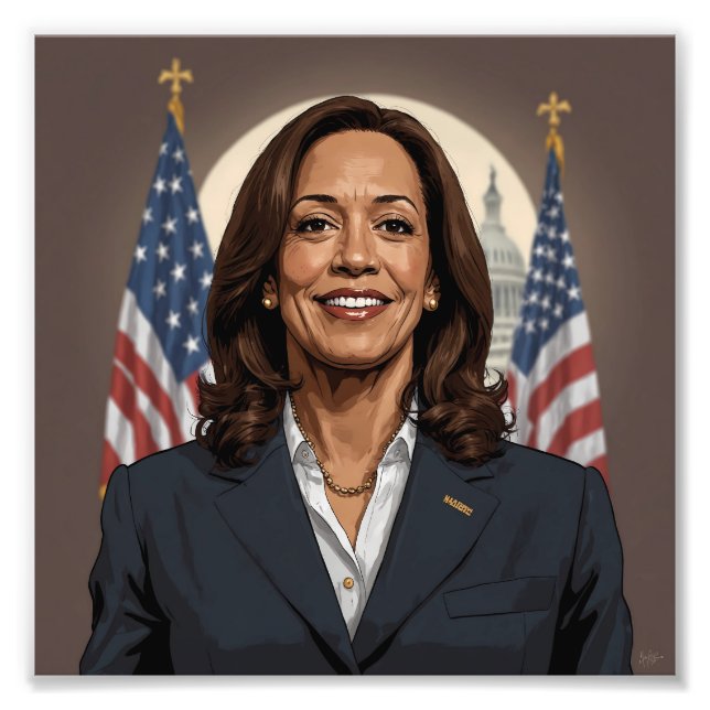 Kamala Harris Cartoon Fotodruck (Vorne)