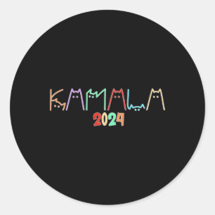 Kamala Harris Cat Lettering Funny Cat Ladys for K Runder Aufkleber