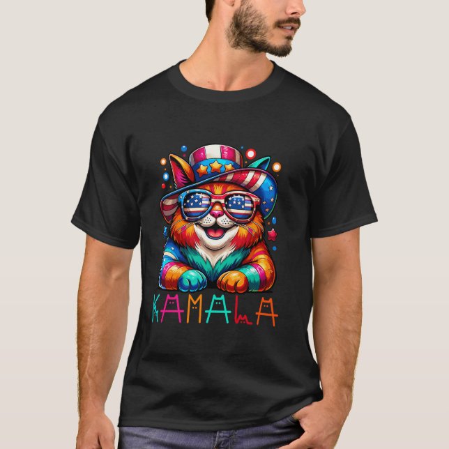 Kamala Harris Cat Lettering Funny President Kamala T-Shirt (Vorderseite)