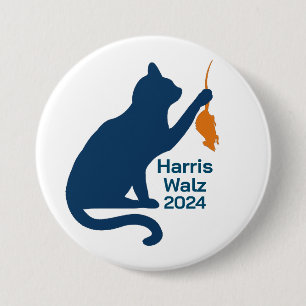 Kamala Harris Cat w Orange Rat Button
