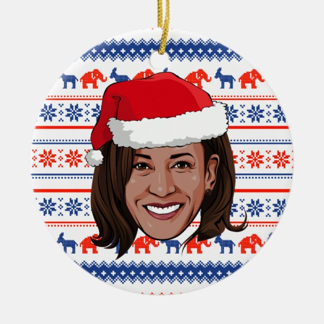 Kamala Harris Christmas Keramik Ornament (Vorne)