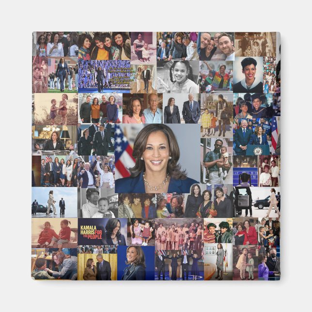 Kamala Harris Collage Foto Magnet (Vorne)