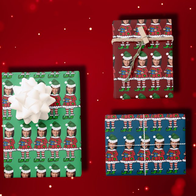 Kamala harris Face Foto Elf Xmas Geschenkpapier Set (Von Creator hochgeladen)