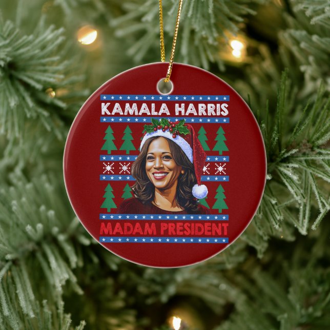 Kamala Harris Frau Präsidentin Weihnachts-Weihnach Keramik Ornament (Baum)