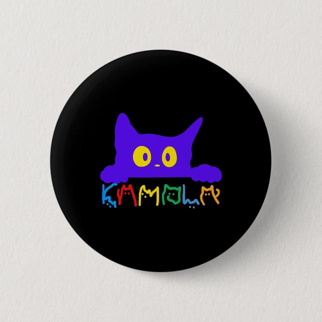 Kamala Harris Funny Cat Lettering Typografie Alpha Button (Vorderseite)