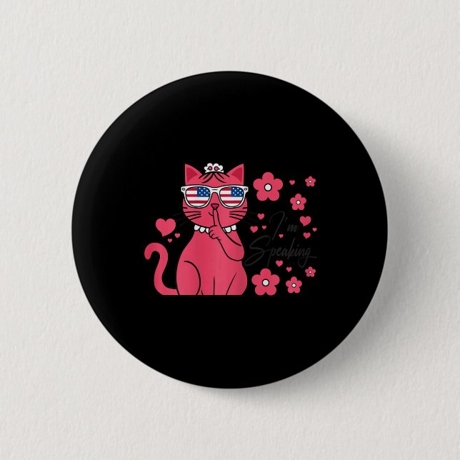Kamala Harris Funny Pink Cat Kamala 2024 Button (Vorderseite)