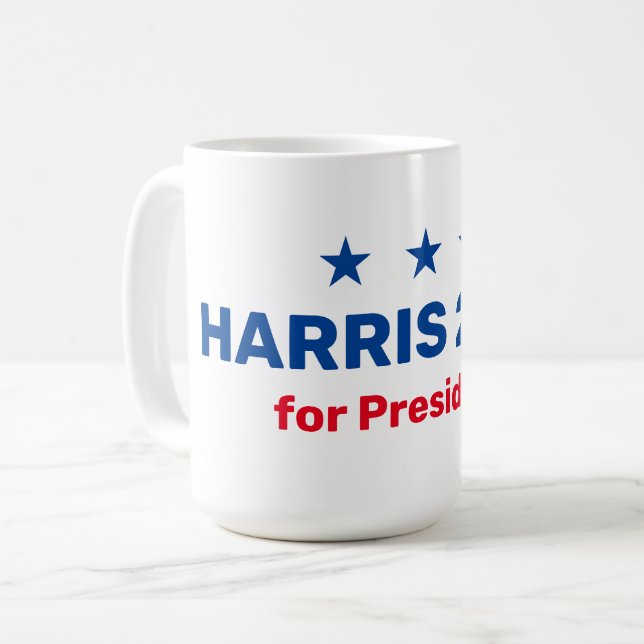 Kamala Harris für den Präsidenten 2024 Kaffeetasse (Vorderseite Links)