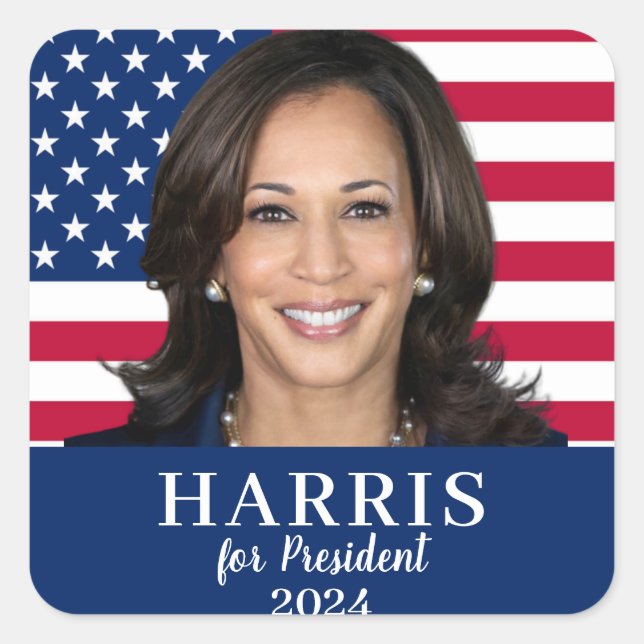 Kamala Harris für den Präsidenten 2024 Quadratischer Aufkleber (Vorderseite)