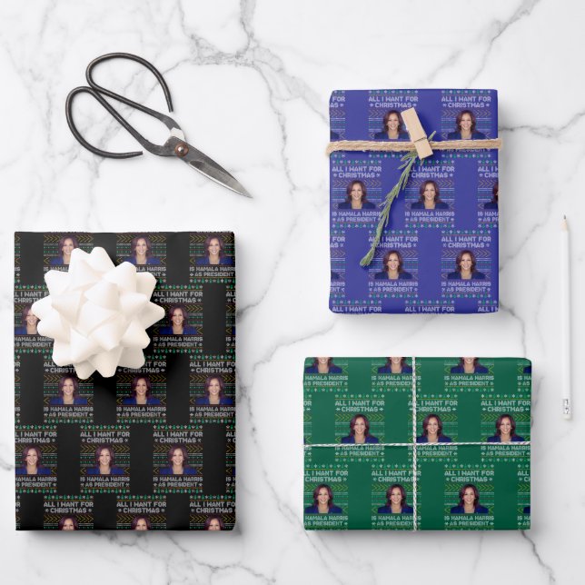 Kamala Harris für den Präsidenten Geschenkpapier Set (Vorderseite)