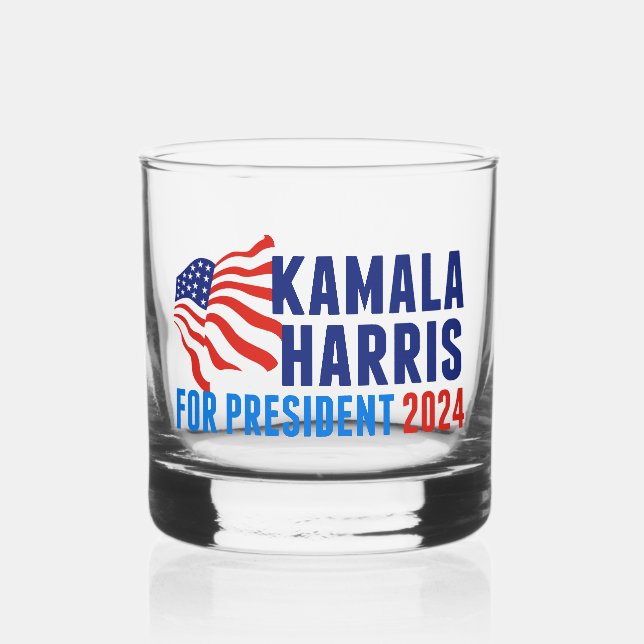 Kamala Harris für die Präsidentschaftswahl 2024 Whiskyglas (Vorderseite)