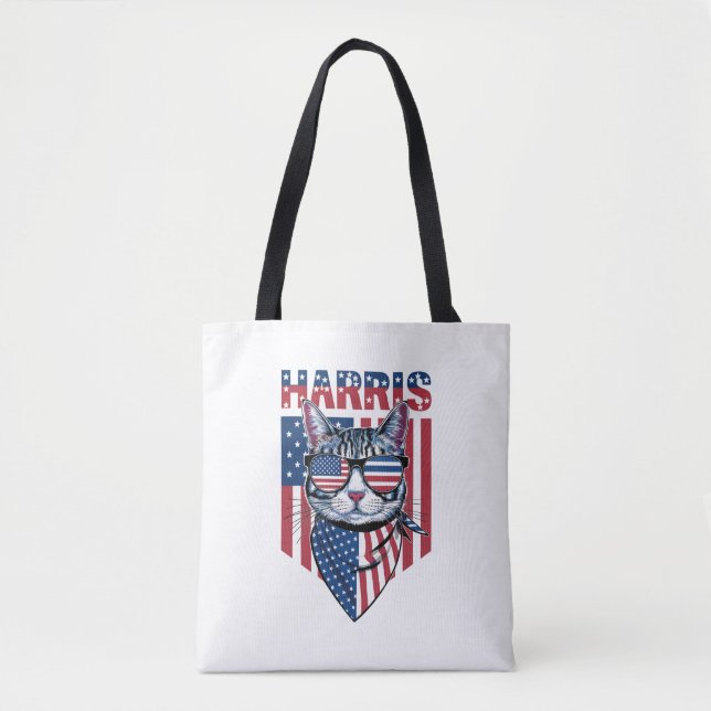 Kamala Harris für Präsident 2024 Funny Cat Tasche (Vorderseite)