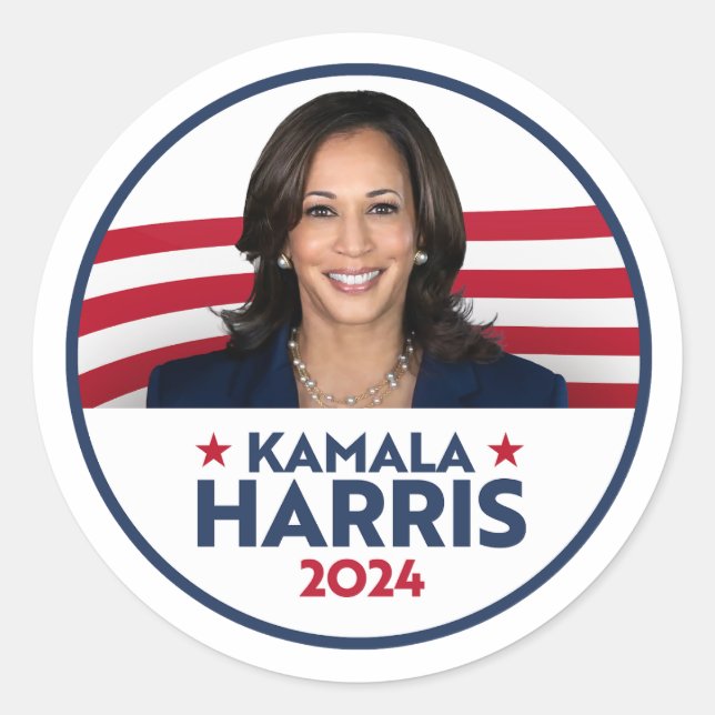 Kamala Harris für Präsident 2024 Runder Aufkleber (Vorderseite)