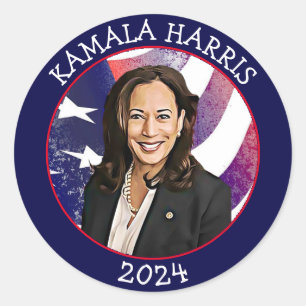 Kamala Harris für Präsident 2024 Runder Aufkleber