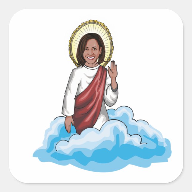 Kamala Harris Gebet und Friedensportrait Quadratischer Aufkleber (Vorderseite)