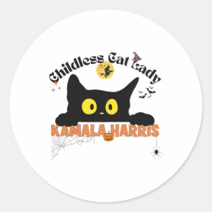 Kamala Harris Halloween Childless Cat Lady Electio Runder Aufkleber