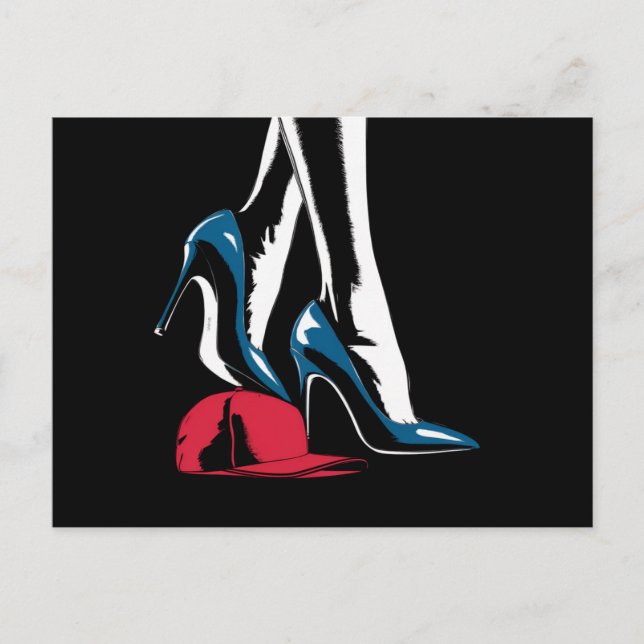 Kamala Harris Heels treten auf Maga Hat Postkarte (Vorderseite)