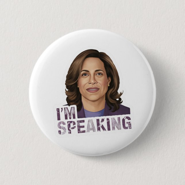 Kamala Harris, ich spreche hoffnungsvoll Zitat Button (Vorderseite)