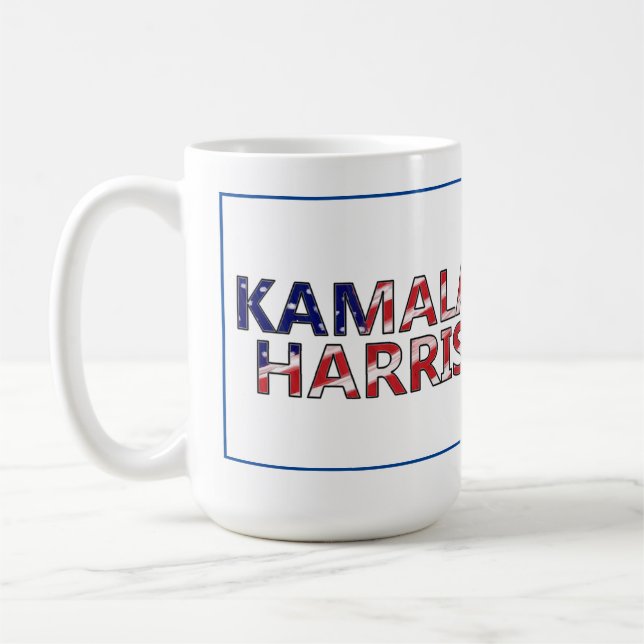 Kamala Harris in Flag-Farben Kaffeetasse (Links)