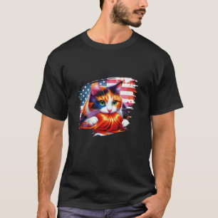 Kamala Harris Katze mit einer Orange Wig Funny Cat T-Shirt