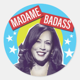Kamala Harris / Madame Badass Runder Aufkleber
