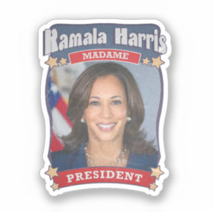 Kamala Harris Madame President Card Aufkleber