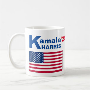 Kamala Harris mit amerikanischer Flagge Kaffeetasse