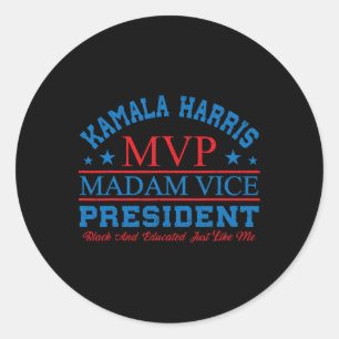 Kamala Harris Mvp Vizepräsidentin Black and E Runder Aufkleber