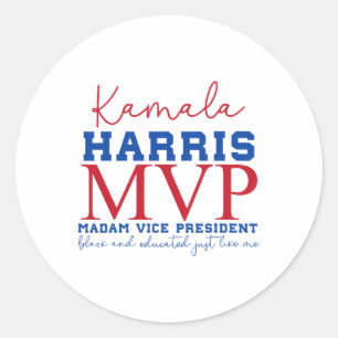 Kamala Harris Mvp Vizepräsidentin Black and E Runder Aufkleber