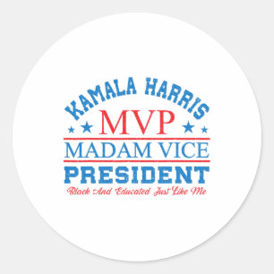 Kamala Harris Mvp Vizepräsidentin Black and E Runder Aufkleber