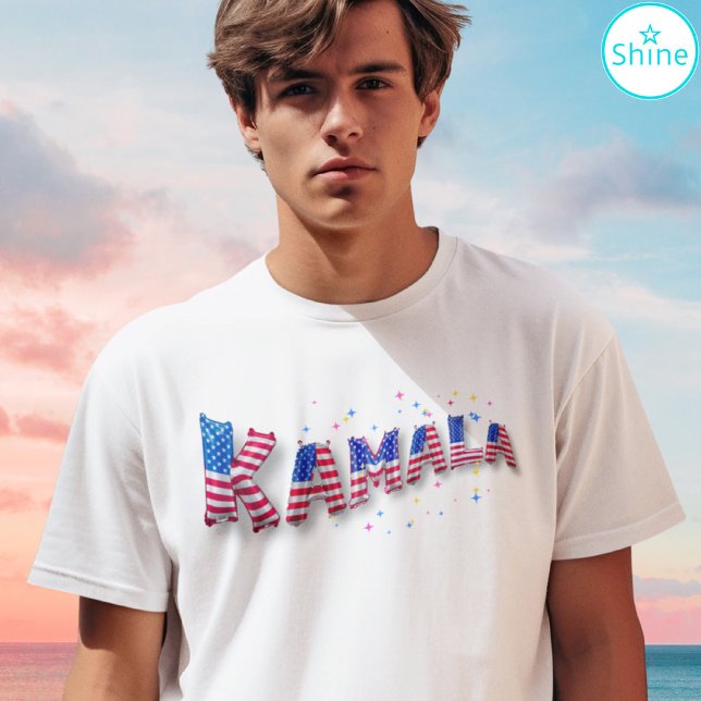 Kamala Harris Niedlich American Flag Balloon Alpha T-Shirt (Von Creator hochgeladen)