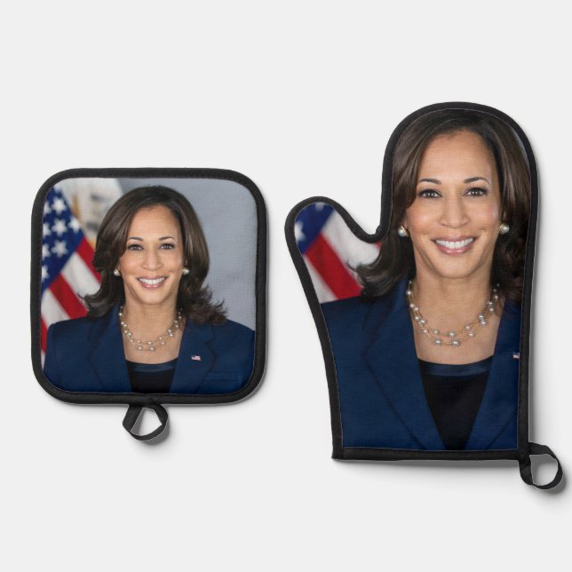 Kamala Harris Ofenhandschuh & Topflappen-Set (Vorderseite)