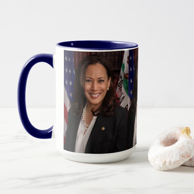 Kamala Harris Offiziell Portrait Kaffee Tasse (Mit Donut)
