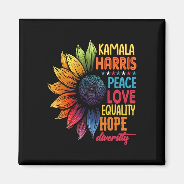 Kamala Harris Peace Liebe Equality Hope Diversity Magnet (Vorne)