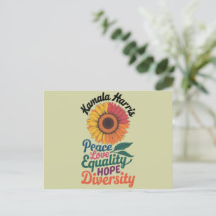 Kamala Harris Peace Liebe Equality Hope Diversity Postkarte