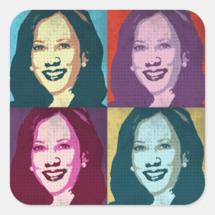 Kamala Harris Pop Art Quadratischer Aufkleber