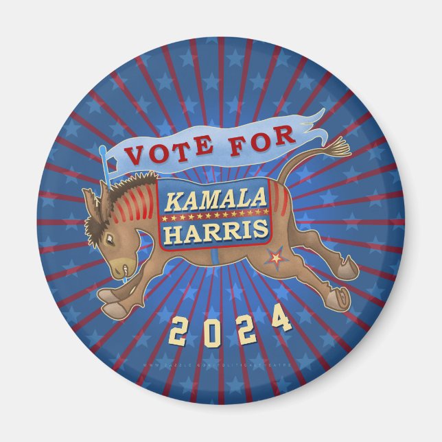 Kamala Harris Präsident 2024 Demokrat Donkey Magnet (Vorne)