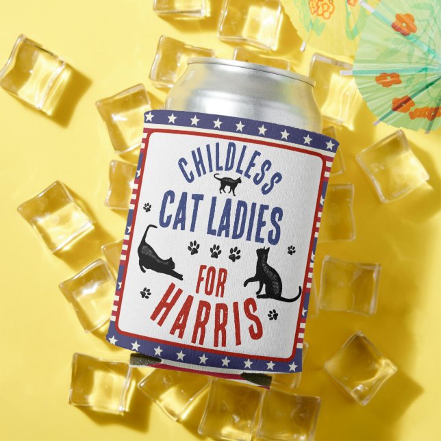 Kamala Harris Präsident 2024 Kinderlose Cat Ladys Dosenkühler (In Situ Sommer)