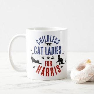 Kamala Harris Präsident 2024 Kinderlose Cat Ladys Kaffeetasse
