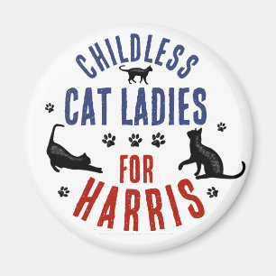 Kamala Harris Präsident 2024 Kinderlose Cat Ladys Magnet