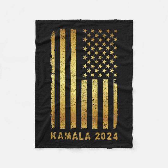 Kamala Harris Präsident Kampagne 2024 Retro Vintag Fleecedecke (Vorderseite)