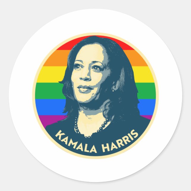 KAMALA HARRIS PRIDE ABZEICHEN RUNDER AUFKLEBER (Vorderseite)