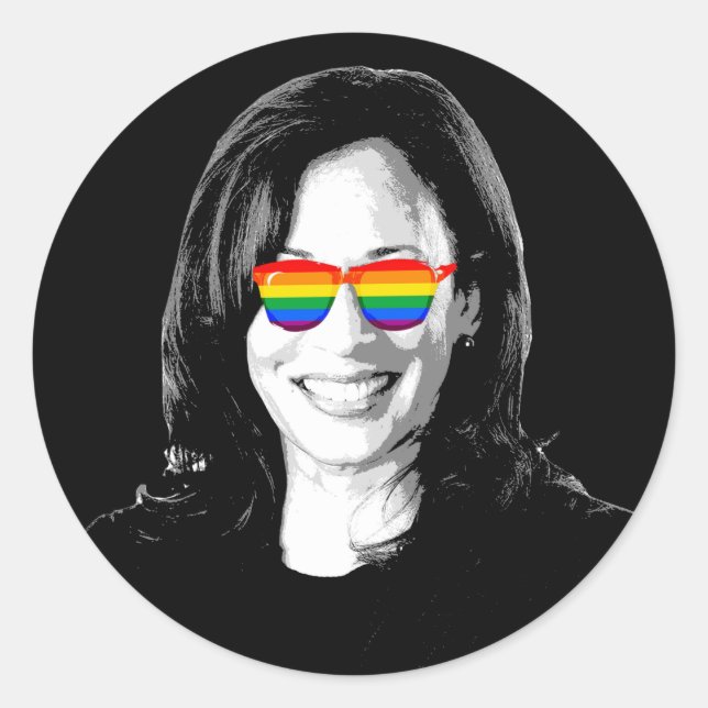 Kamala Harris Pride Runder Aufkleber (Vorderseite)