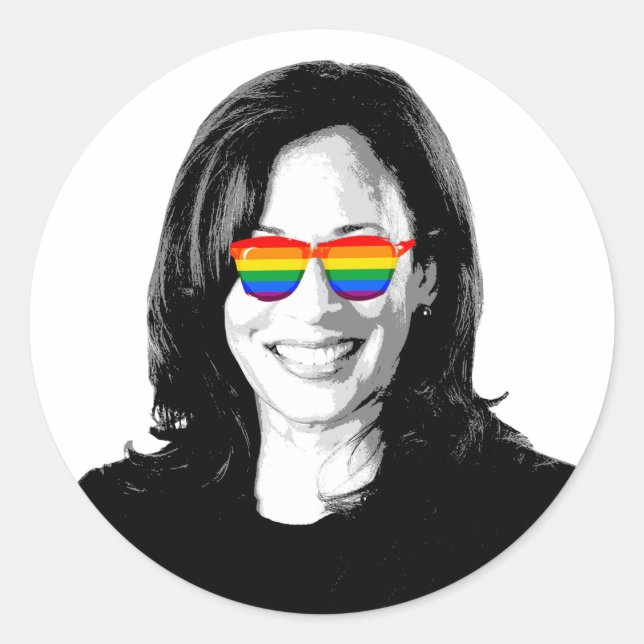 Kamala Harris Pride Runder Aufkleber (Vorderseite)