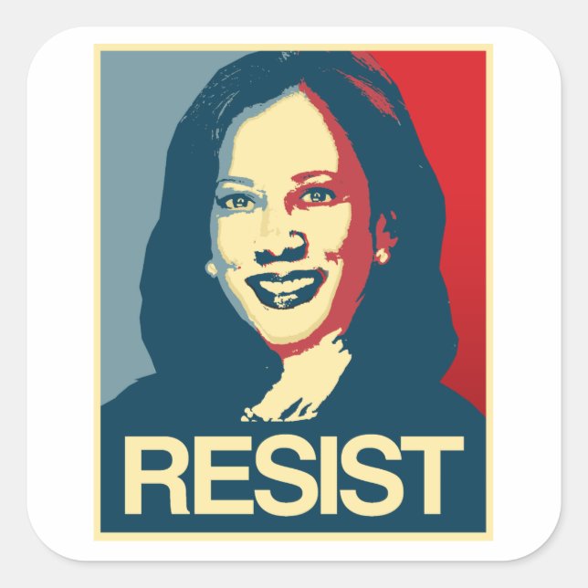 Kamala Harris Propaganda - RESIST - Quadratischer Aufkleber (Vorderseite)
